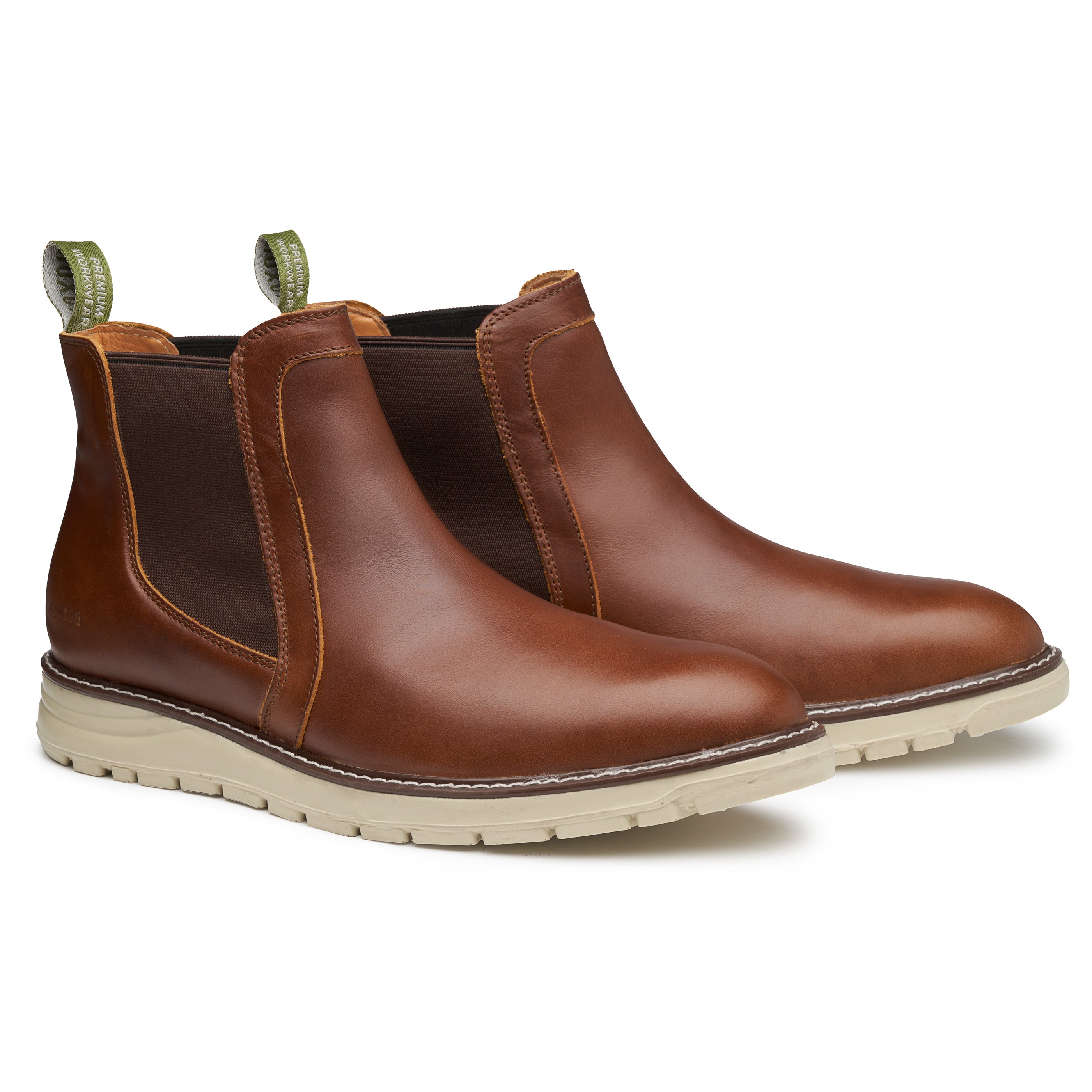 STEEL TOE CHELSEA BOOT BECKS AMBER. FRONT VIEW
