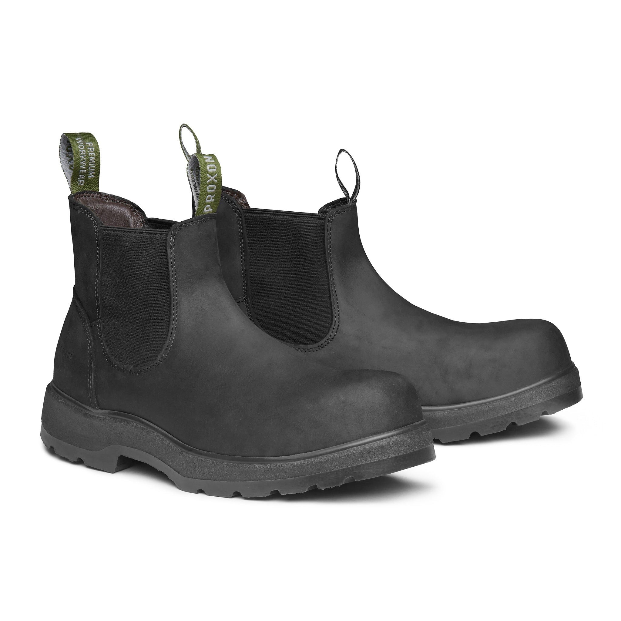 SOFT TOE RAINIER BOOT BLACK COLOR. FRONT VIEW