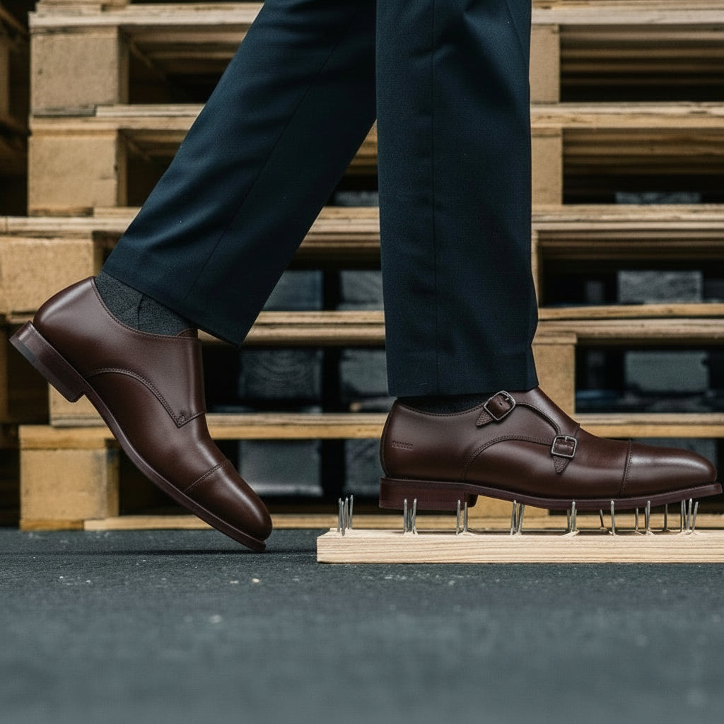 STEEL TOE DOBLE MONK STRAP SHOE DANTE BROWN | Proxon Premiun