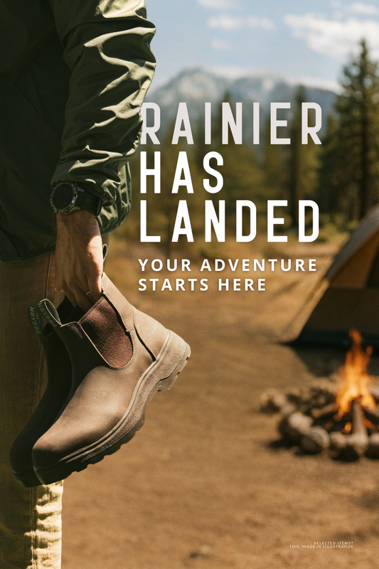 RAINIER HAS LANDED. Your adventure starts here. Banner mobil.