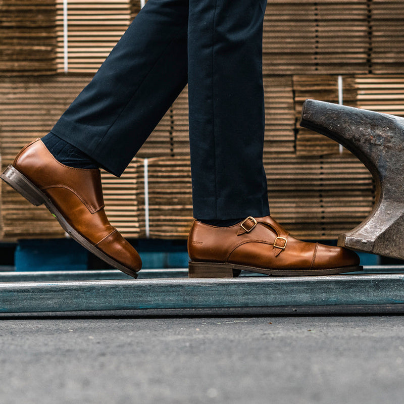 STEEL TOE MONK STRAP SHOE DANTE AMBER